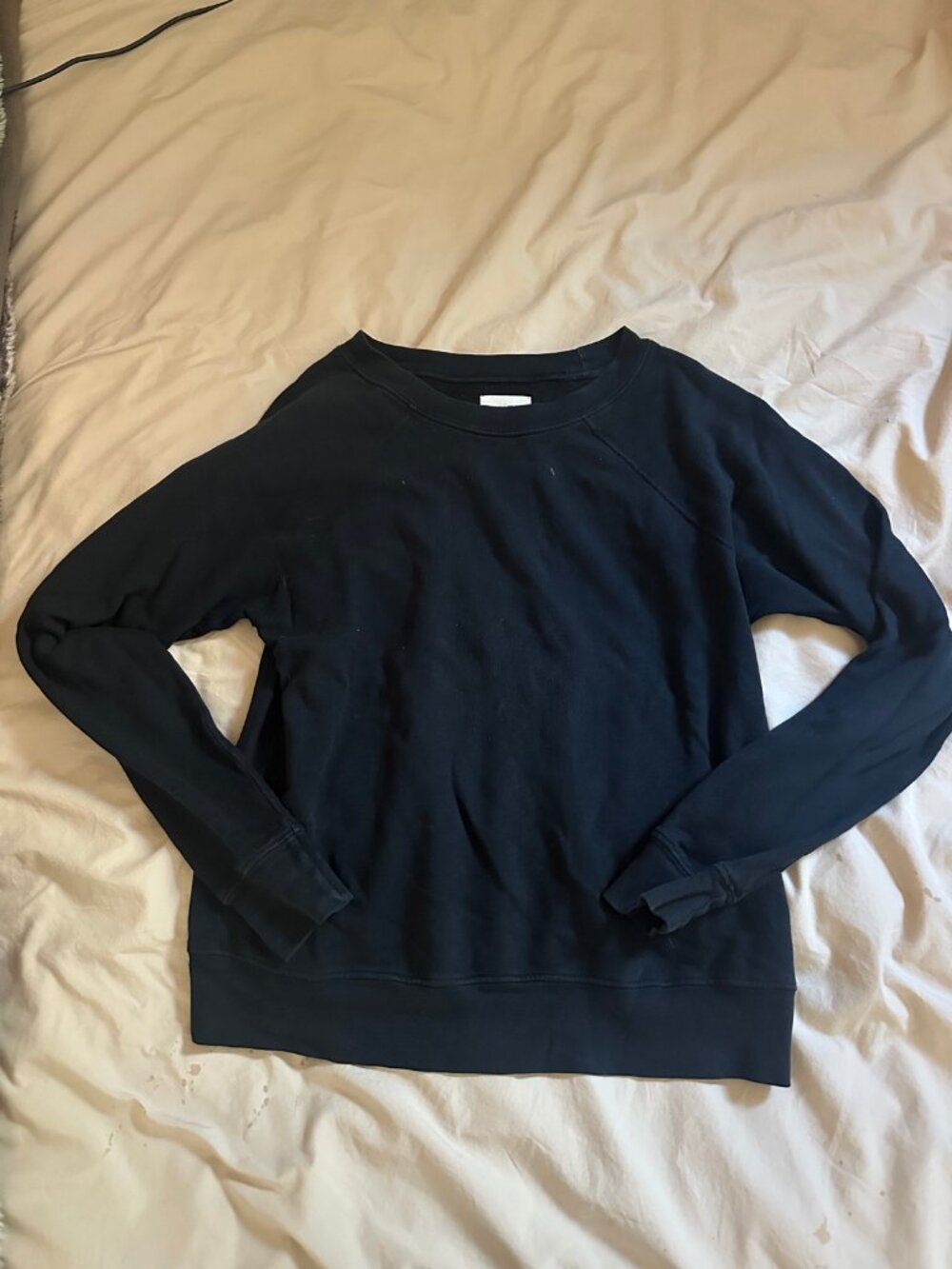 MATE the Label Organic Cotton Crewneck Sweatshirt - Black, Raglan Sleeve, XS